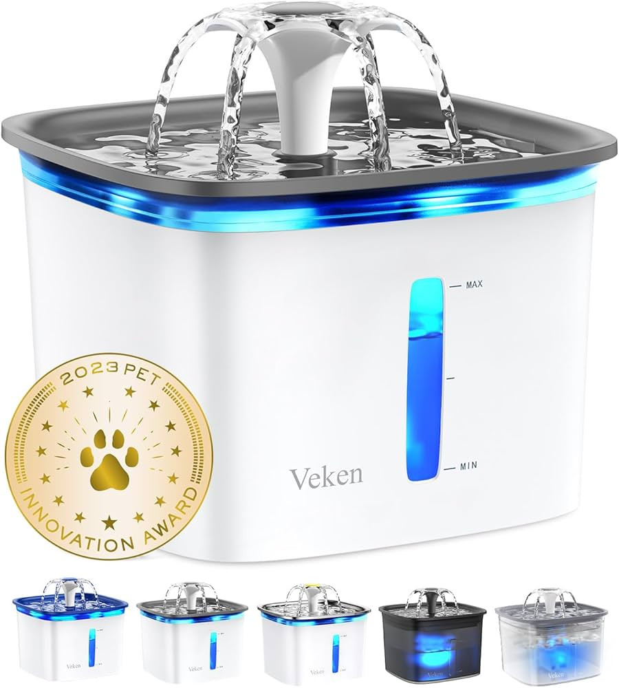 Veken Innovation Award Winner 95oz/2.8L Pet Fountain, Automatic Cat Water Fountain Dog Water Disp... | Amazon (US)
