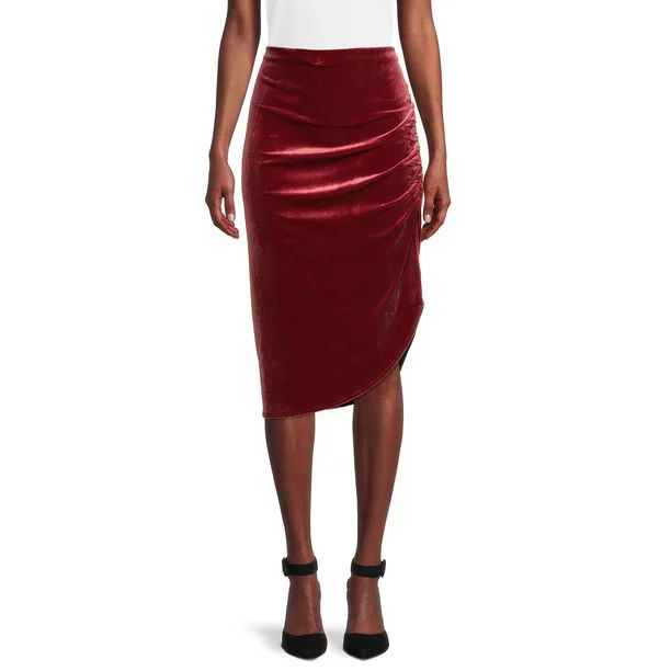 Time And Tru Women's Velvet Midi Skirt - Walmart.com | Walmart (US)