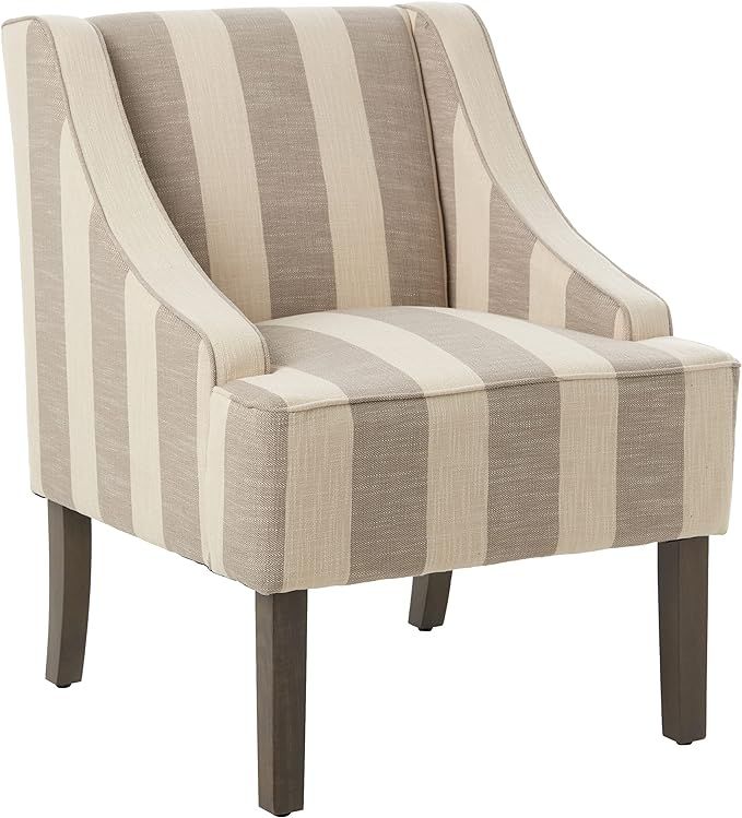 HomePop Velvet Swoop Arm Accent Chair, Grey Awning Stripe | Amazon (US)