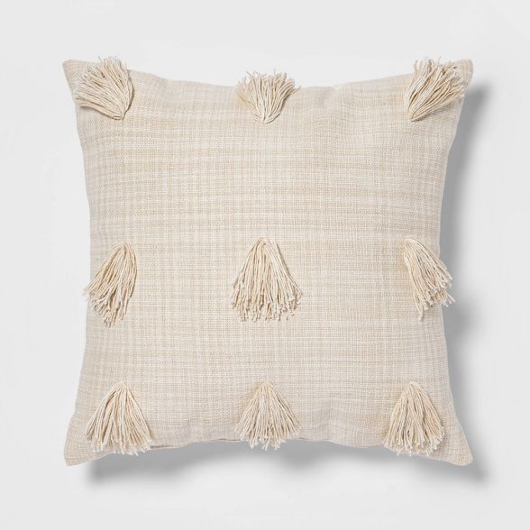 Euro Woven Textured Decorative Throw Pillow With Tassels Cream/Neutral - Opalhouse™ | Target