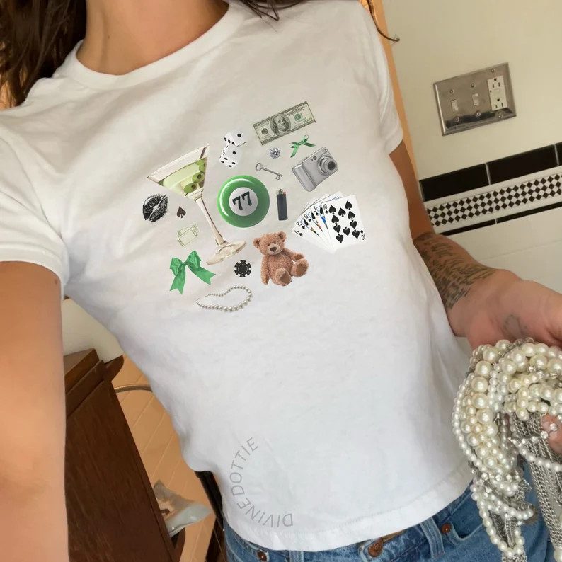 St Patricks Day Baby Tee, Y2K Baby Tee, Coquette Shirt, Lucky Girl Syndrome, 90s Baby Tee, Downto... | Etsy (US)