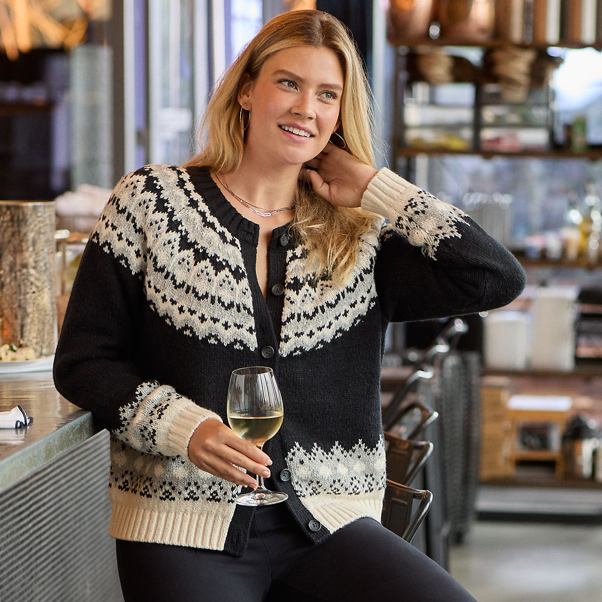 Women's Cozy Lofty Fair Isle Cardigan Sweater | Lands' End (US)