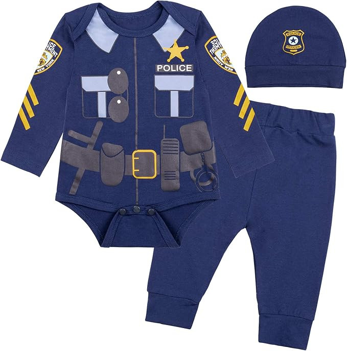 LENSOUS Paddy Field Baby Girls Boys Police Costume Bodysuit | Amazon (US)