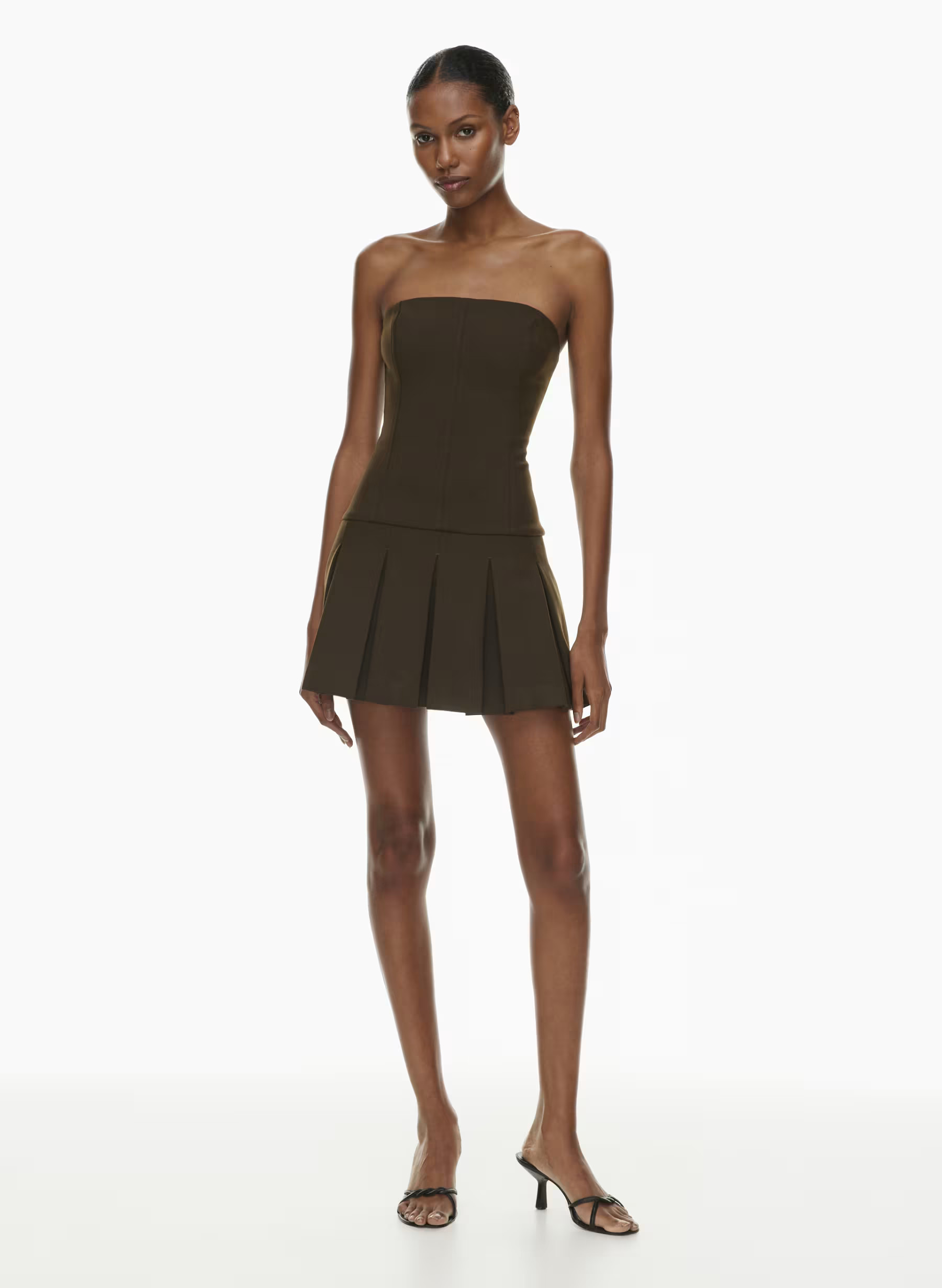 Aritzia Wilfred Women's Polished Dress in Heather Rich Cocoa | 10 | Polyester/Viscose/Cotton | Aritzia