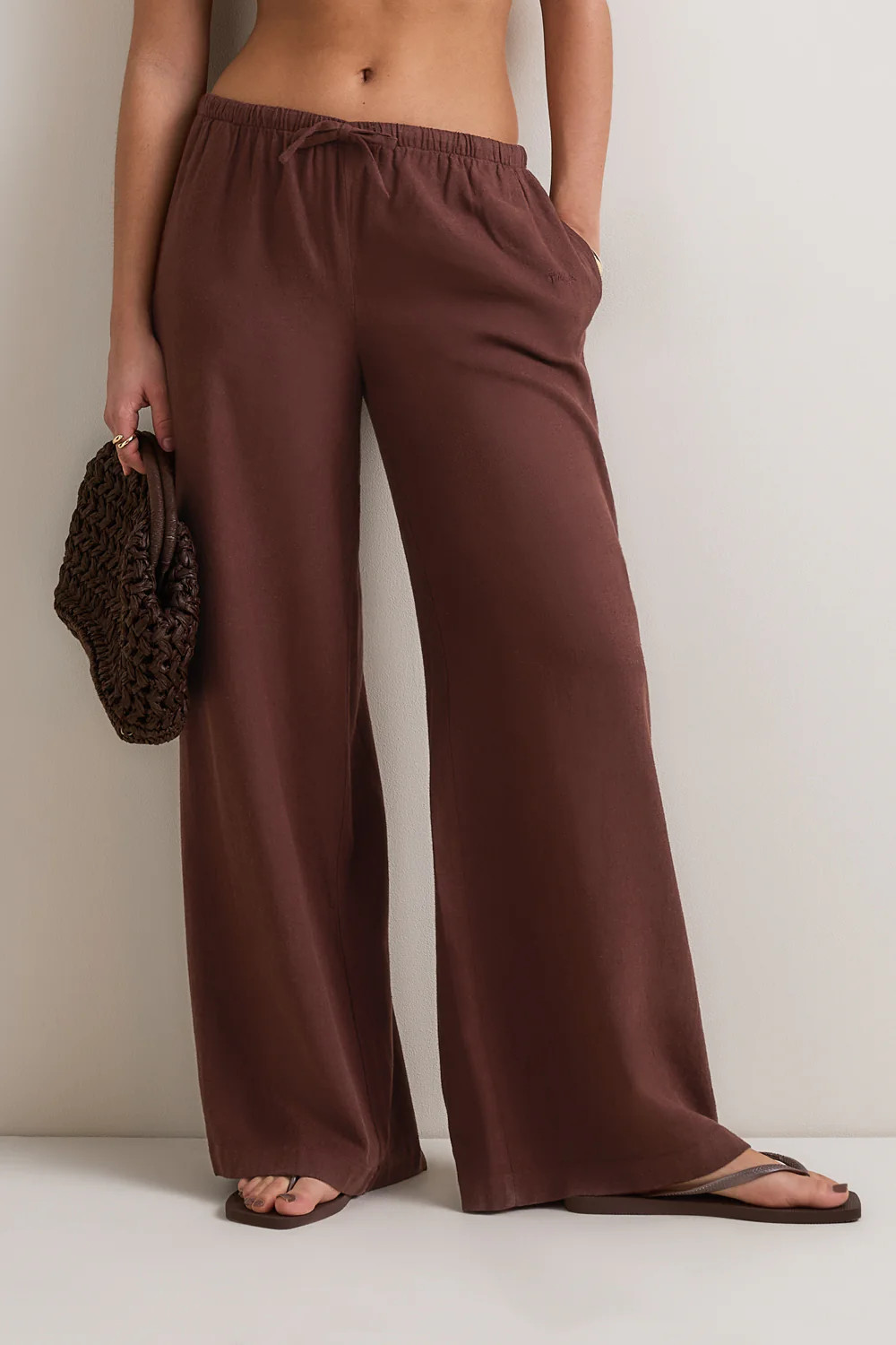 Soft Linen Drawstring Trouser - Deep Rust | TALA (UK)