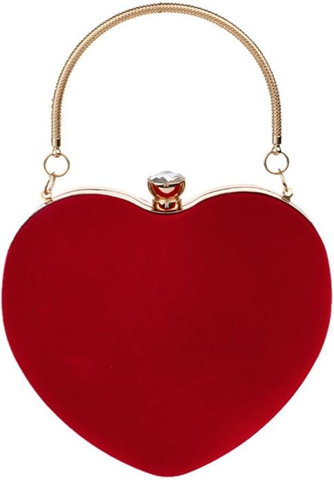 Sun Kea Women Heart Shaped Handbag Mini Clutch Chain Purse Chic Shoulder Bag Evening Tote | Amazon (US)