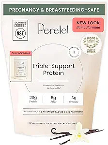 Perelel Triple-Support Plant Based Protein Powder, Creamy Vanilla, 20g Vegan Protein Powder, 3g C... | Amazon (US)