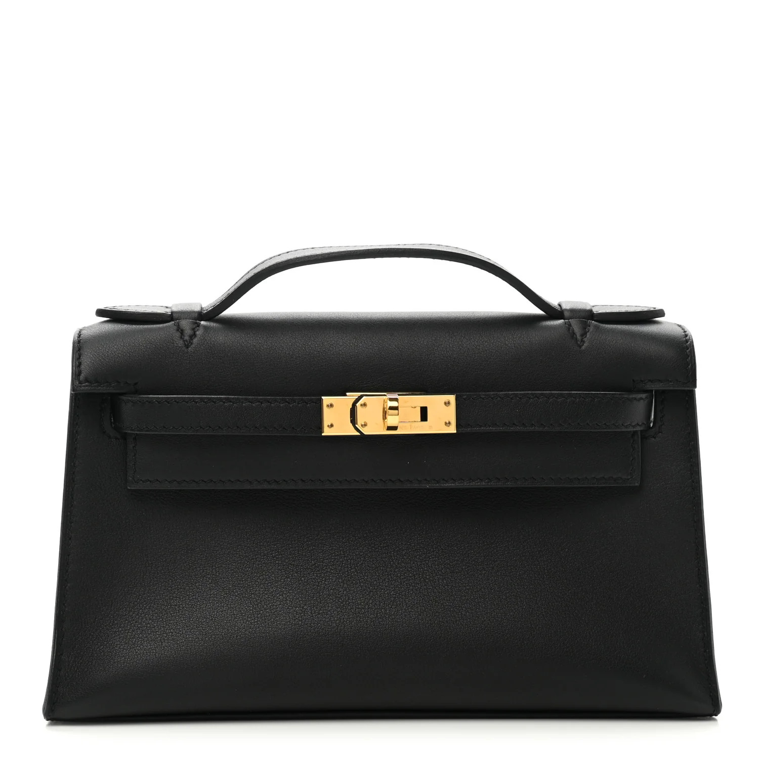 HERMES Swift Kelly Pochette Clutch Black | FASHIONPHILE | Fashionphile