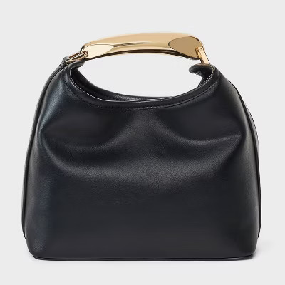 Mini Slouchy Handbag - A New Day™ Black: Magnetic Closure, Metal Handle, Shell, Structured Desi... | Target