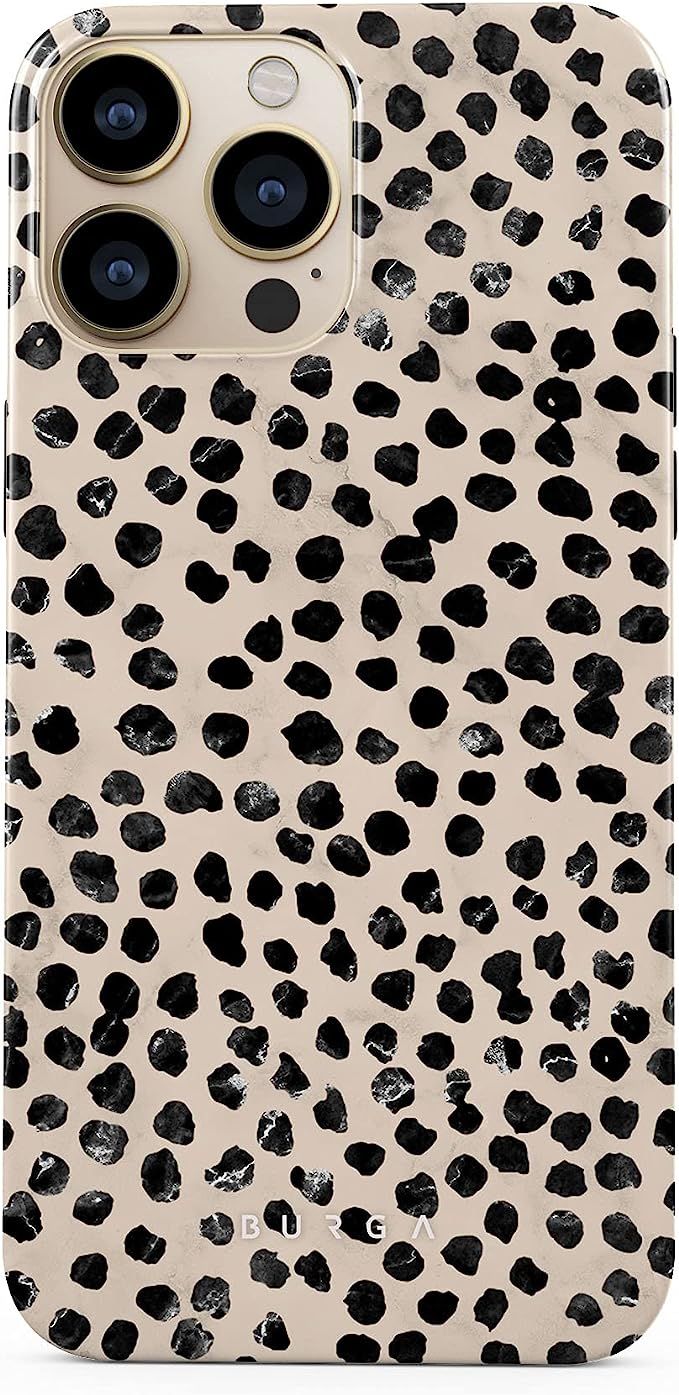 BURGA Phone Case Compatible with iPhone 13 PRO MAX - Black Polka Dots Pattern Nude Almond Latte F... | Amazon (US)