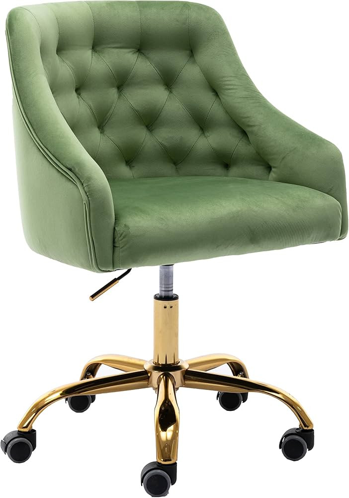 ZOBIDO Comfy Home Office Task Chair with Wheels, Cute Modern Upholstered Velvet Seashell Back Adj... | Amazon (US)