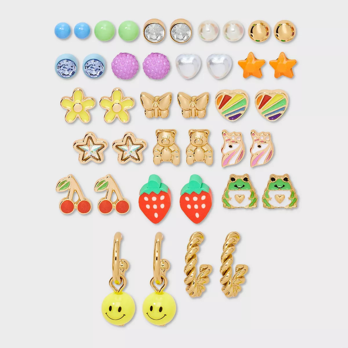 Girls' 20k Bright Cherries and Smileys Earring Set - Cat & Jack™️ | Target