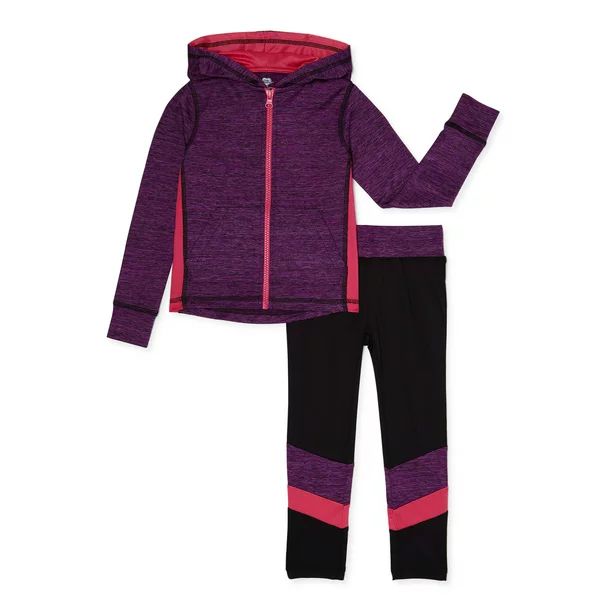 Chili Peppers Girls Space Dye Zip-Up Hoodie and Leggings, 2-Piece Active Set, Sizes 4-18 | Walmart (US)