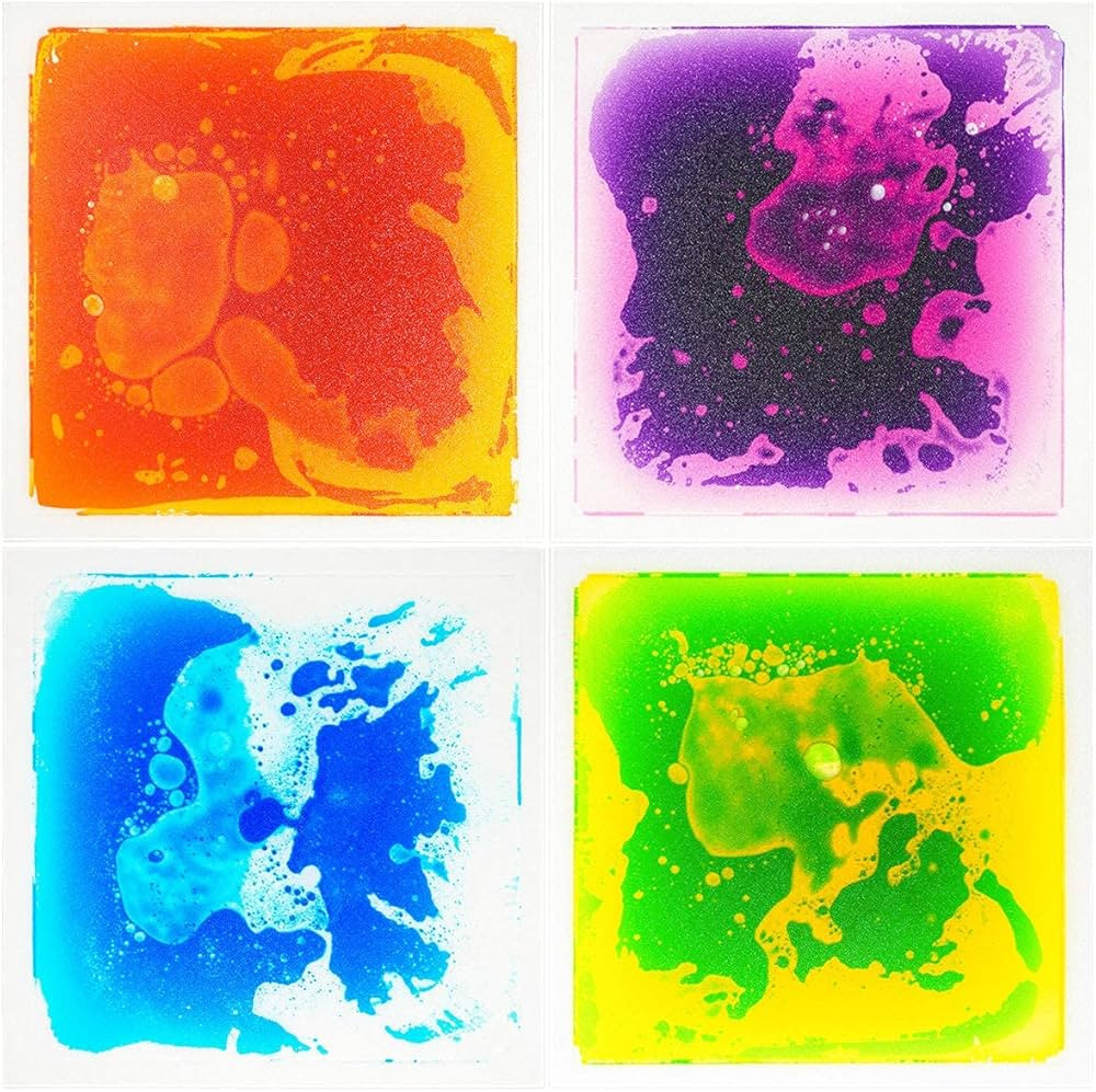 Art3d Liquid Sensory Floor Tiles 30 x 30 cm Playroom Dance Floor Square Colourful 4 Tiles | Amazon (US)