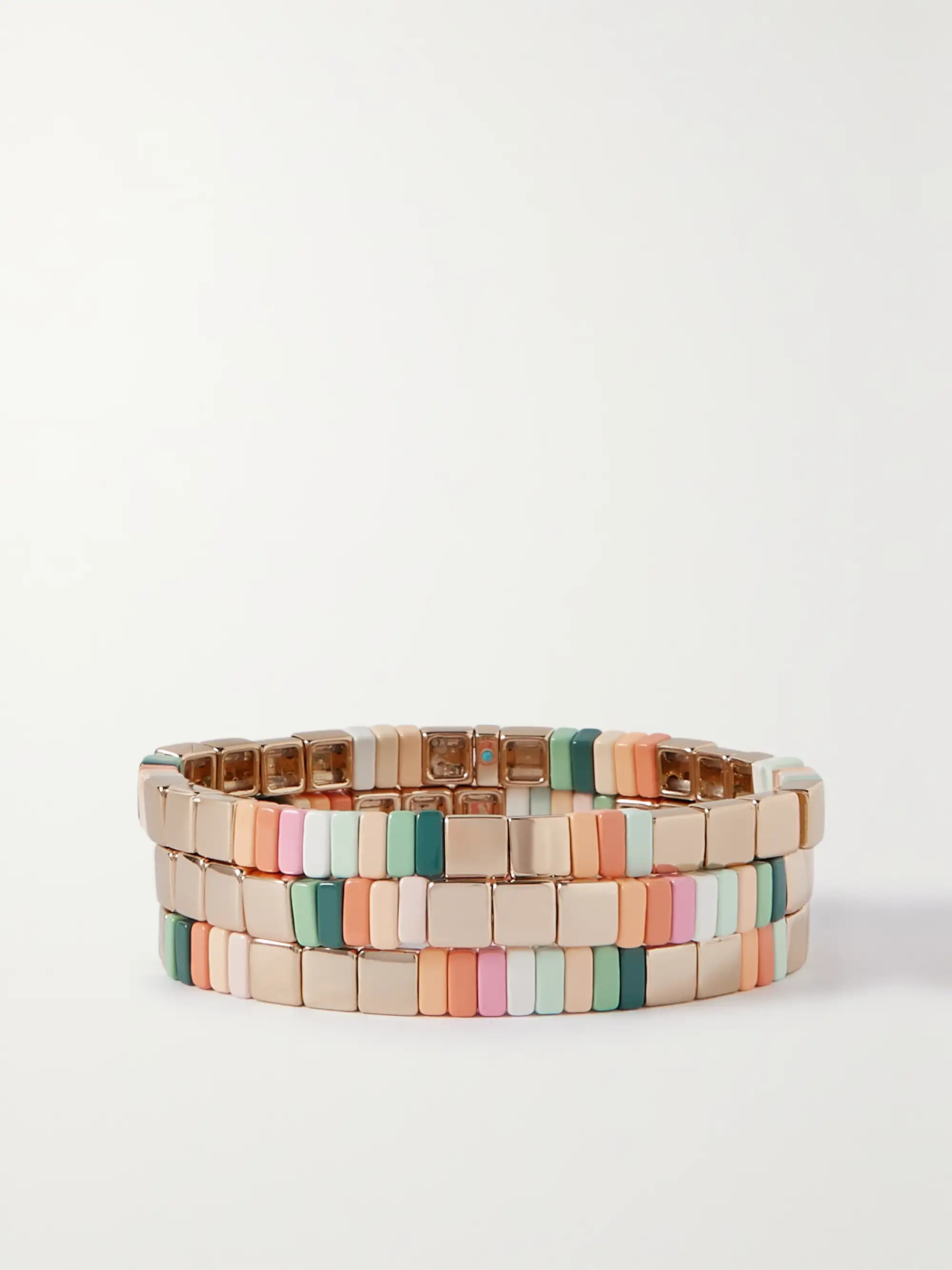 Set of three gold-tone and enamel bracelets | NET-A-PORTER (US)