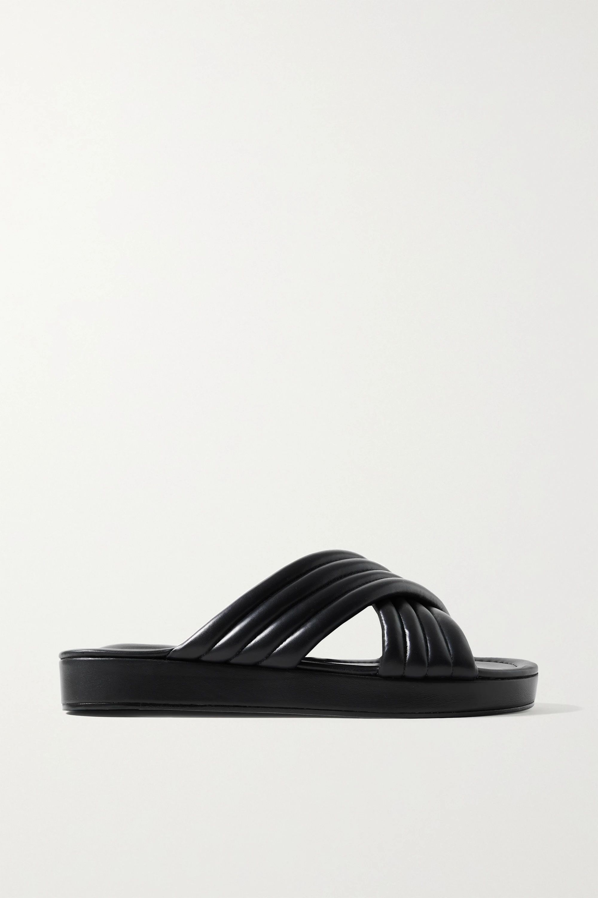 Schwarz Pantoletten aus gestepptem Leder | Porte & Paire | NET-A-PORTER | NET-A-PORTER (UK & EU)