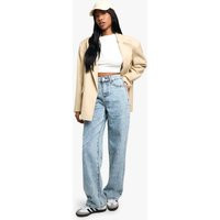 Womens Basics Boyfriend Denim Jeans - Blue - 12/32L | boohoo (US & Canada)