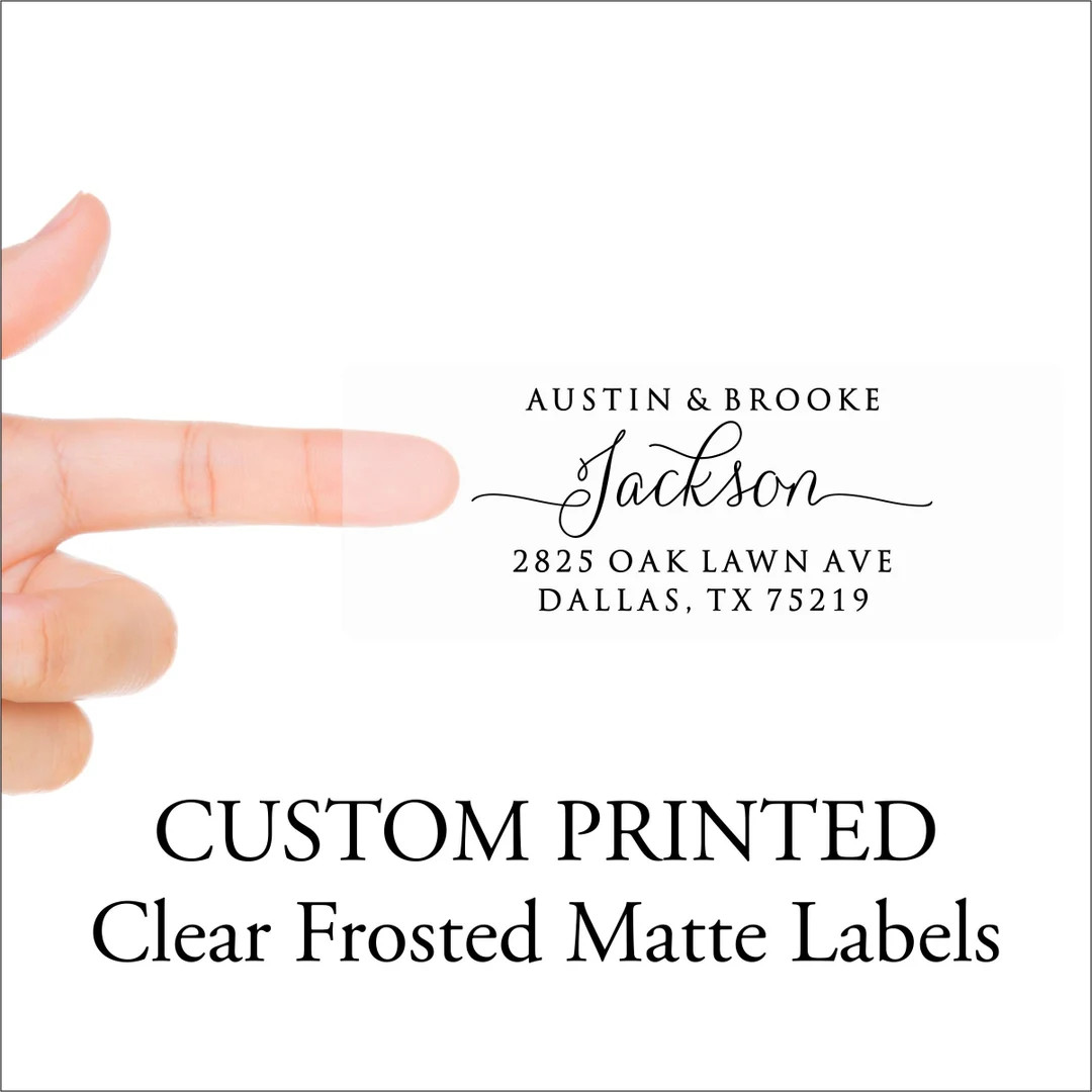 CLEAR Address Labels Mailing Stickers, Frosted Transparent Custom Printed Return Address Label Sh... | Etsy (US)