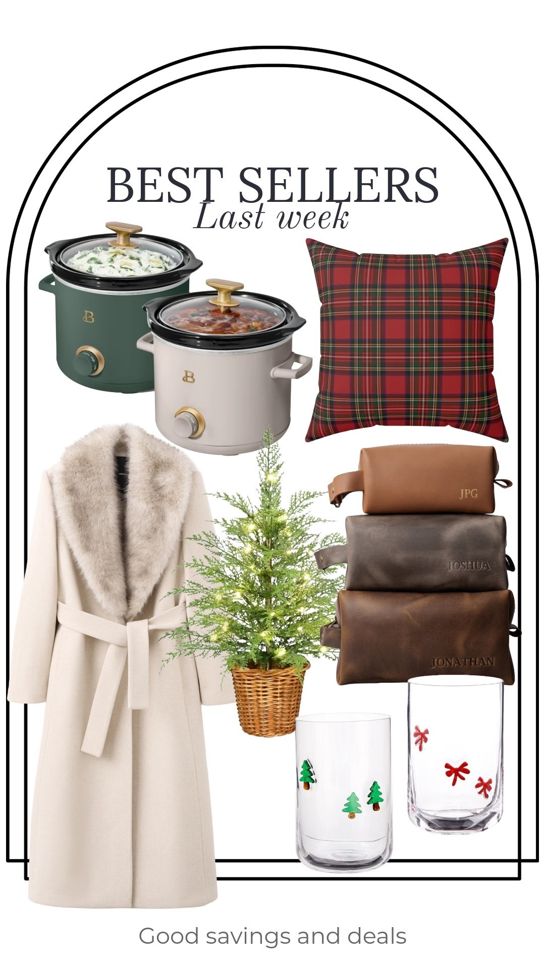 Best sellers last week include the set of 2 mini crock pots under $18, tartan plaid pillow case covers, coat, personalized toiletry bags, twinkle tree, charm glass.

#LTKHoliday #LTKGiftGuide #LTKHome