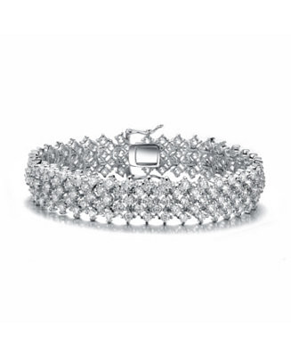 Elegant Sterling Silver Bracelet Adorned with Rows of Sparkling Cubic Zirconia Stones - Macy's | Macy's