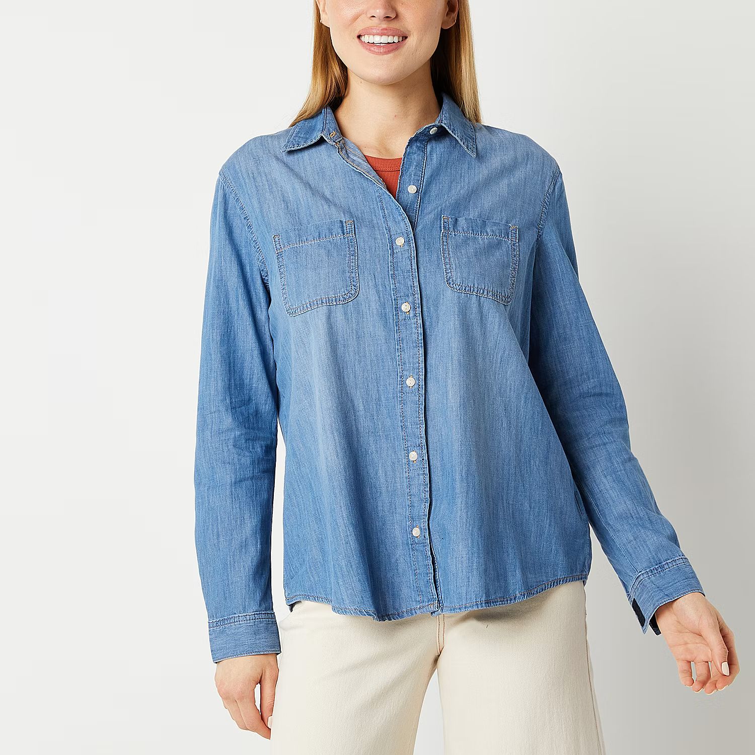 a.n.a Womens Long Sleeve Adaptive Regular Fit Button-Down Shirt | JCPenney