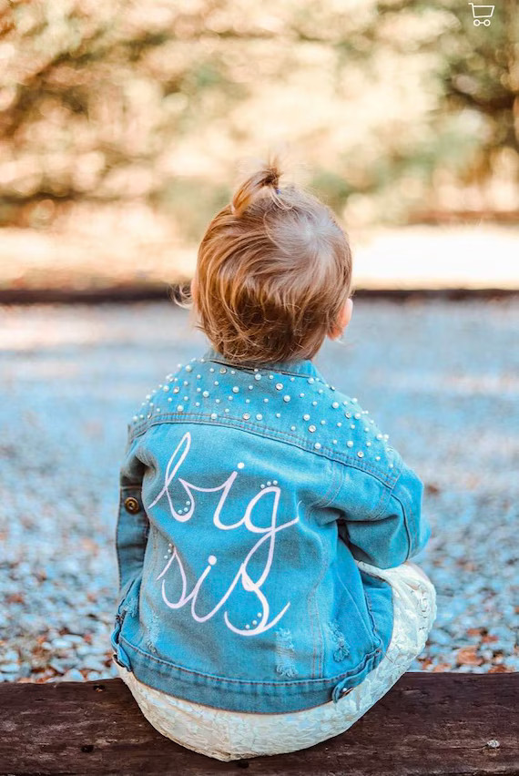 Custom Big Sister Little Sister Toodler Denim Jacket - Etsy | Etsy (US)