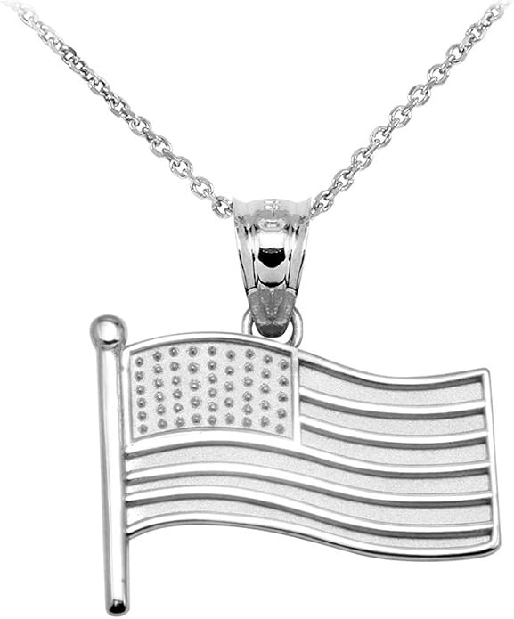 925 Sterling Silver American Flag Charm Pendant Necklace | Amazon (US)