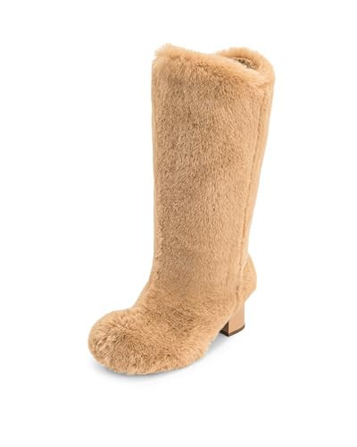 JW PEI Women's Isabella Slouchy Faux Fur Boots - Beige | Amazon (US)
