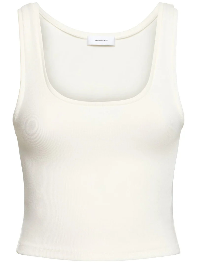 Crop stretch cotton jersey tank top | Luisaviaroma