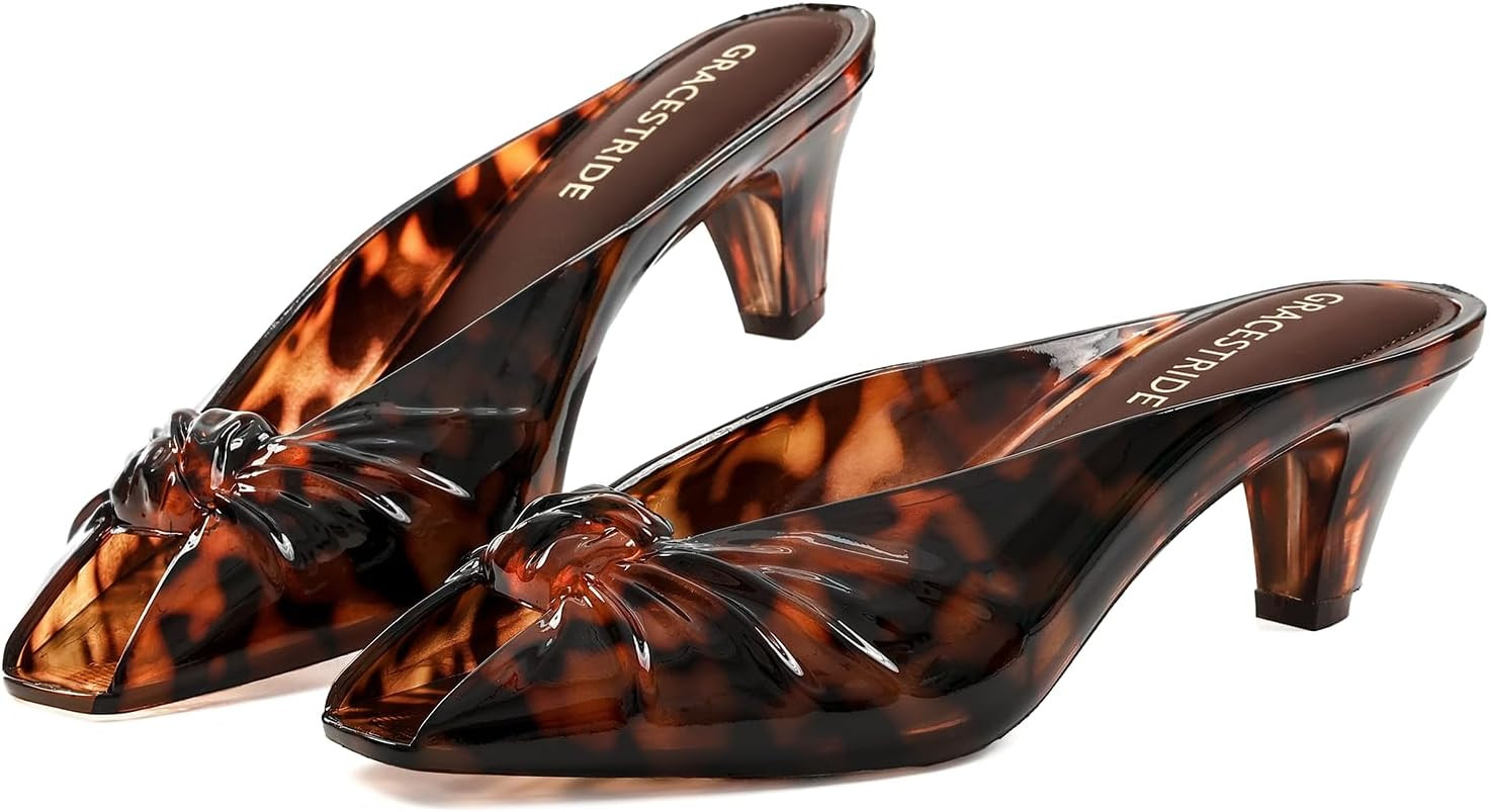 Jelly Mule Sandals Women's Kitten Heel Open Toe | Amazon (US)