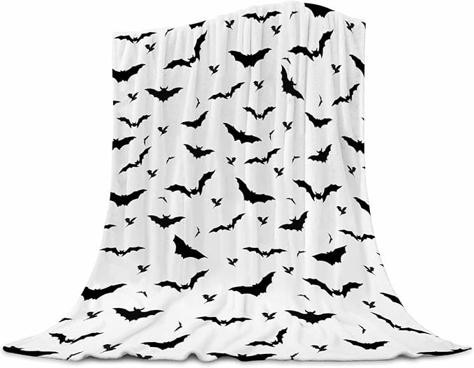 Halloween Bat Throw Blanket Soft Fluffy Fleece Blankets for Couch Bedroom Sofa Office Car Black a... | Amazon (US)