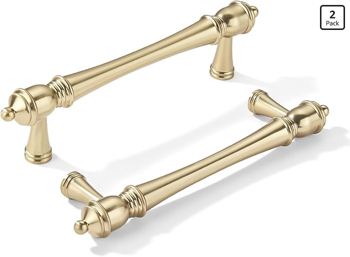khtumeware 2 Pack 3-1/2 inch(89mm) Hole Center Brushed Gold Cabinet Pulls Heavy-Duty Solid Matte ... | Amazon (US)