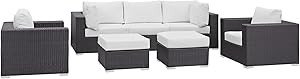Modway Convene Collection 7-Piece Outdoor Patio Sectional Set in Espresso White | Amazon (US)