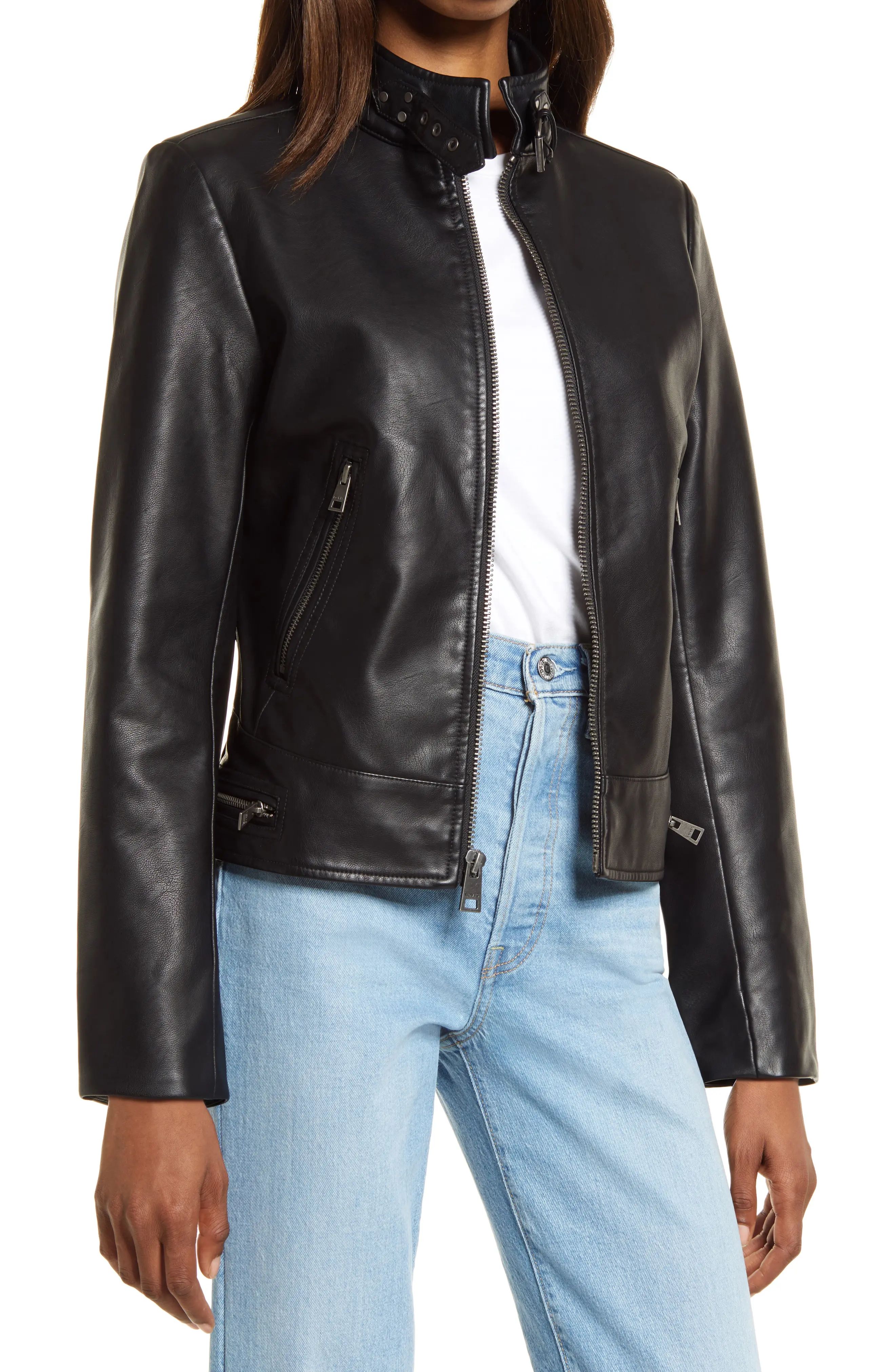 Women's Levi's Women's Faux Leather Racer Jacket, Size XX-Large - Black | Nordstrom