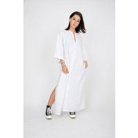 White Linen Dress/Linen Shirt Dress/Oversized Dress/Loose Dress/Kaftan Maxi Dress/Beach Summer Dress | Etsy (US)
