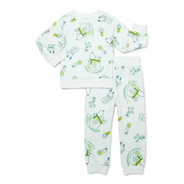 Snoopy St. Patrick's Day Toddler Boy Sweatshirt and Pants Outfit Set, 2-Piece, Sizes 12M-5T | Walmart (US)
