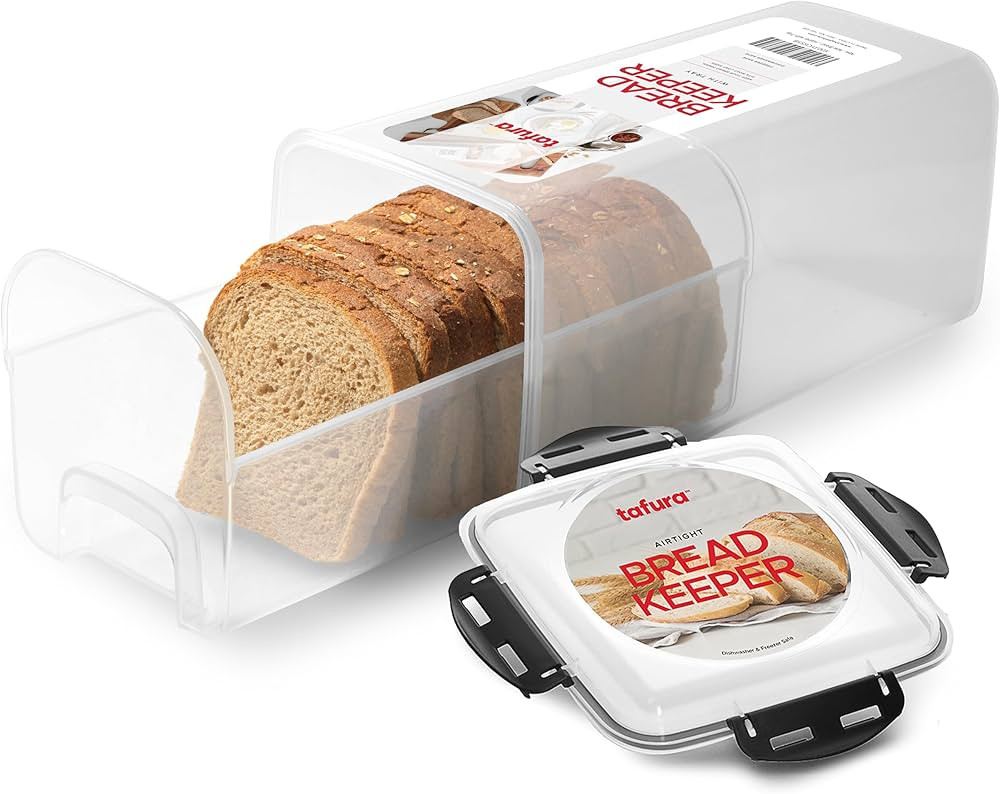 Tafura Bread Storage Container with Tray, Plastic Bread Box, Bread Container with Airtight Lid, L... | Amazon (US)