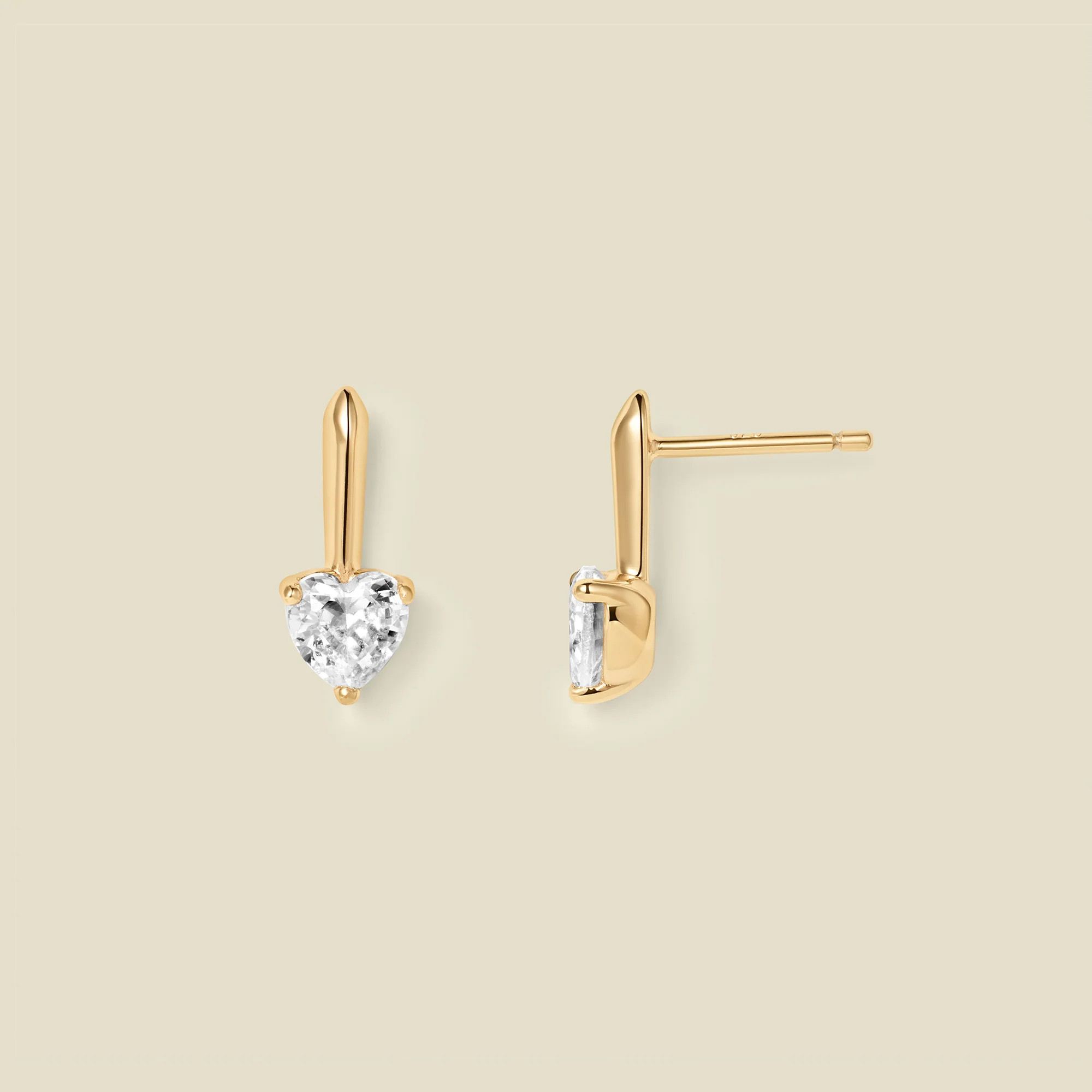 CZ Heart Drop Stud Earrings | Made By Mary | Made By Mary | Made By Mary