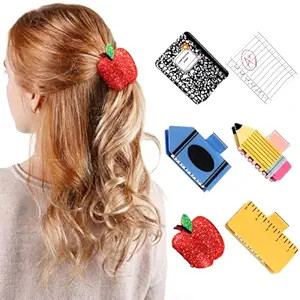 6 Pcs Teacher Gifts Teacher Hair Clips Pencil Claw Clips Back to School Gift Cute Apple Hair Clip... | Amazon (US)