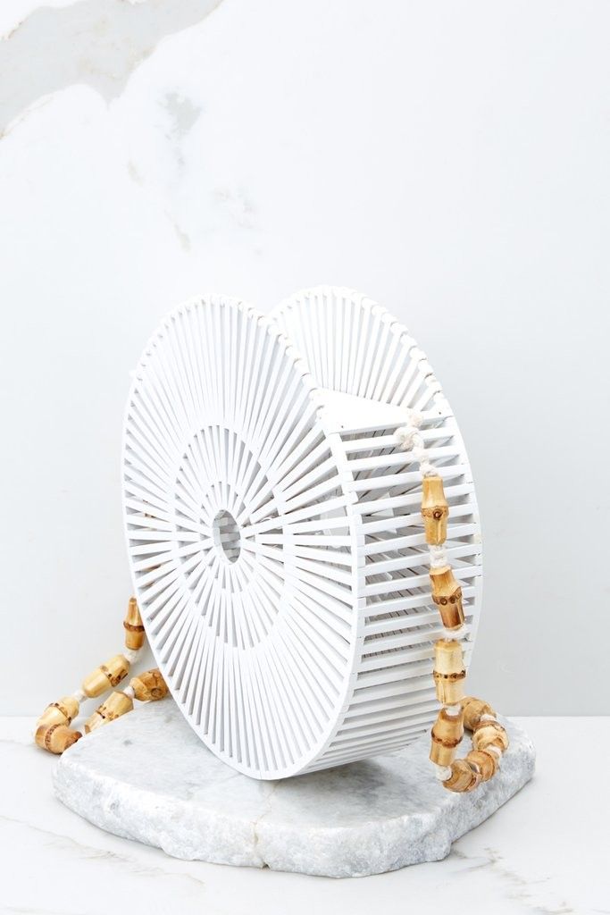 Around Again Round White Bamboo Purse | Red Dress 