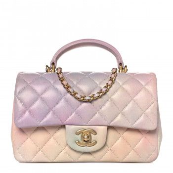 CHANEL Lambskin Quilted Ombre Mini Top Handle Rectangular Flap Pink Multicolor | FASHIONPHILE | FASHIONPHILE (US)