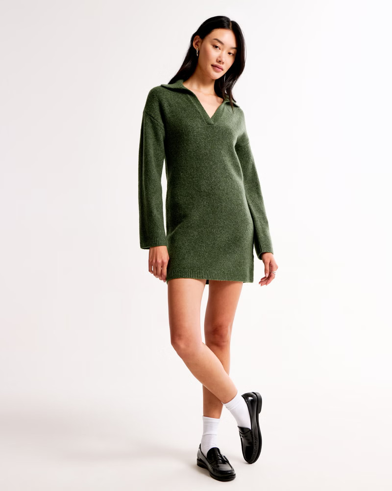 Long-Sleeve Collared Mini Sweater Dress | Abercrombie & Fitch (US)