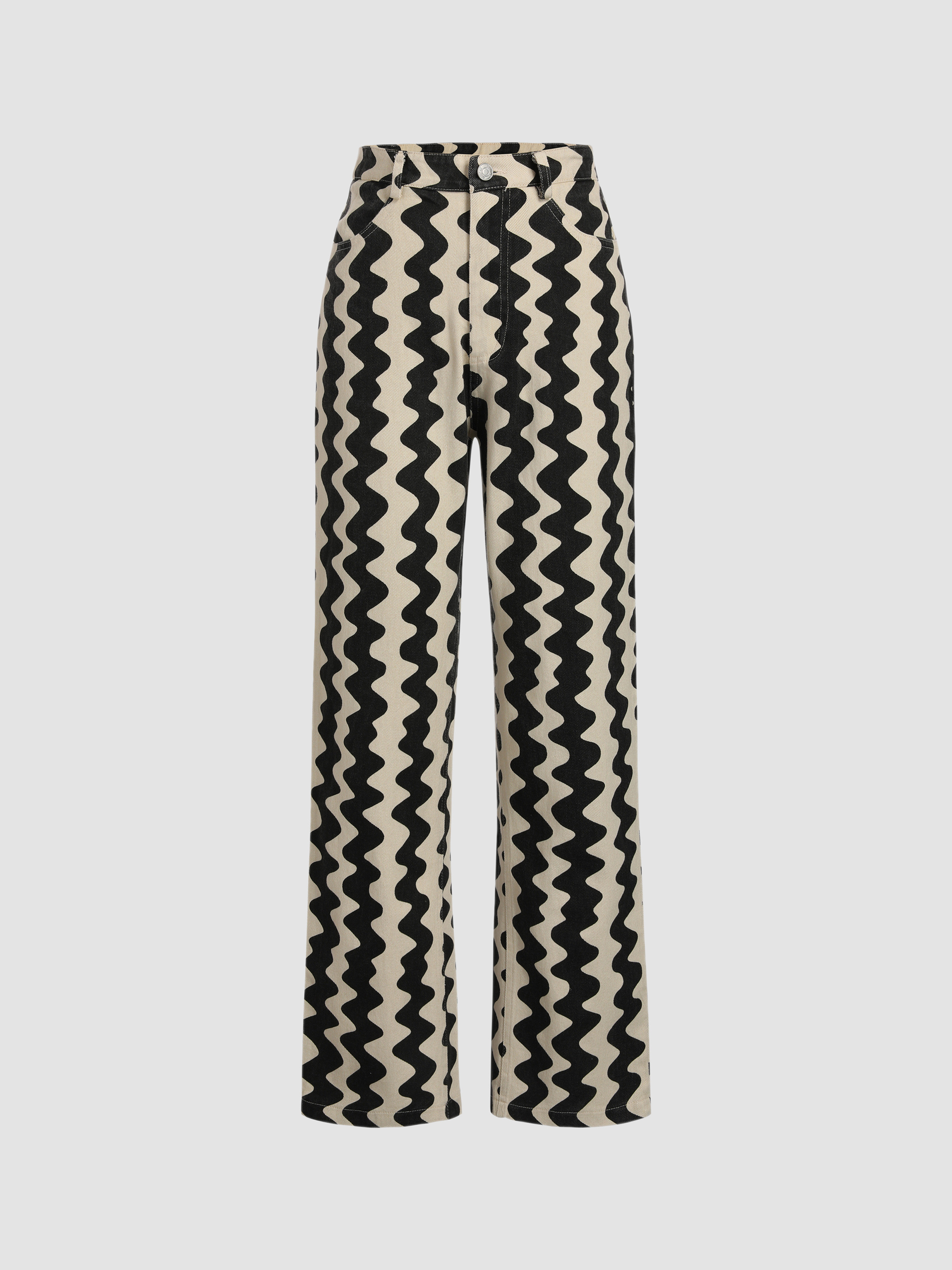Wavy Retro Straight Leg Trousers | Cider