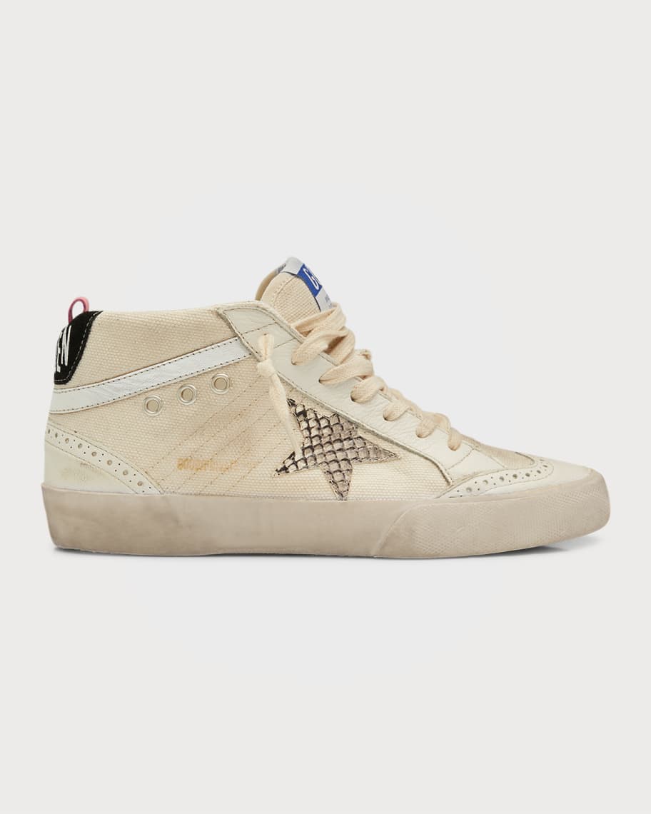 Mid Star Canvas Wing-Tip Sneakers | Neiman Marcus