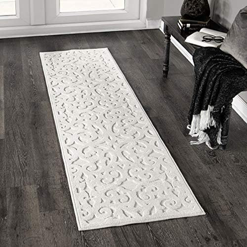 Orian Sculpted 4704 Indoor/Outdoor High-Low Debonair Natural Runner Rug, 1'11" x 7'6", Ivory | Amazon (US)