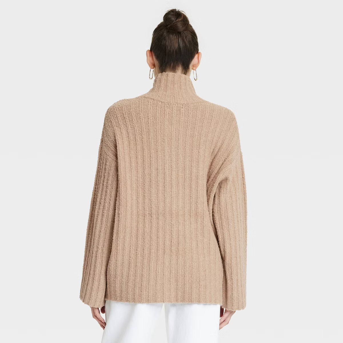 Women's Turtleneck Tunic Pullover Sweater - Universal Thread™ Tan M | Target