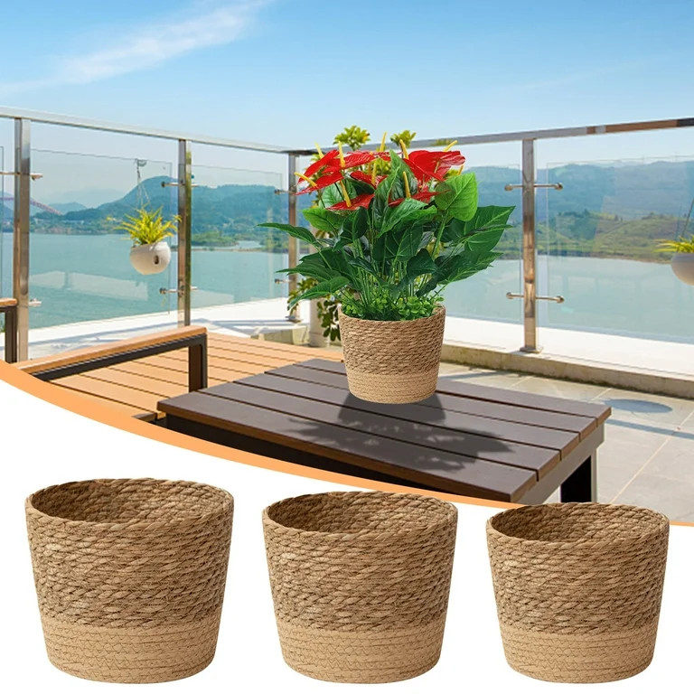 Jute Rope Plant Basket,Grass Woven Flower Pot Basket,Indoor Outdoor Garden Container for Plantabl... | Walmart (US)
