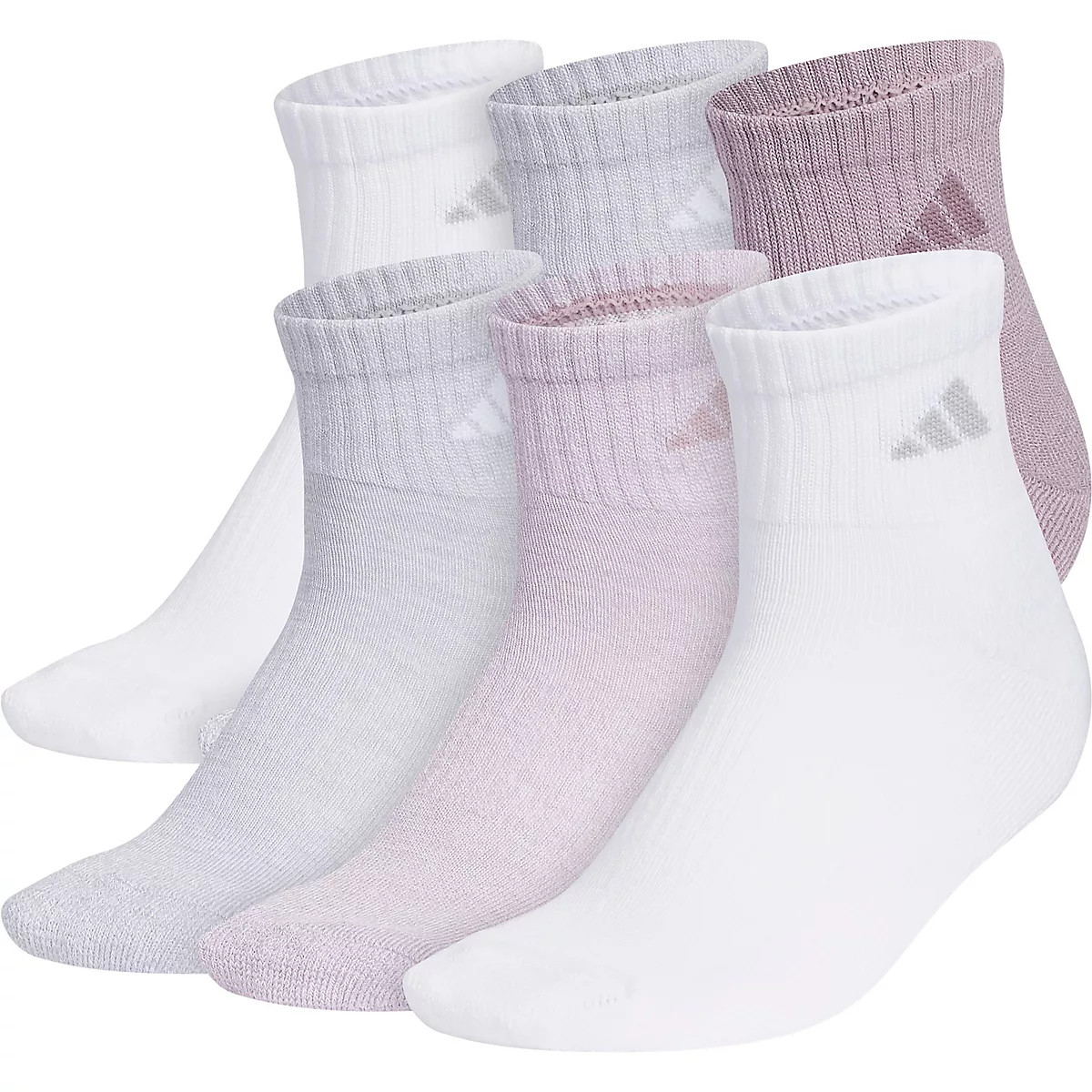 adidas Women's Athletic Cushioned Quarter-Length Socks 6-Pack | Academy | Academy Sports + Outdoors