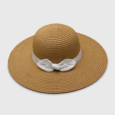 Baby Girls' Paper Braid with Gold Lurex Floppy Hats - Cat & Jack™ Brown 12-24M | Target