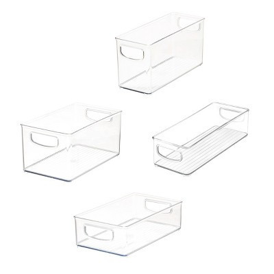 iDESIGN 4pc Recycled Plastic Organizer Bin Set: Clear Kitchen Storage, Dishwasher-Safe, 10x10x8, Cabinet Organizers | Target